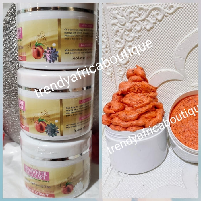 New product alert from Evob COSTMETICS: Dear White Half cast whitenizer Ultimate strong  tumeric body Scrub 350g: tough on discolorations, black spots. Deep exfoliating scrub also available in peach extracts