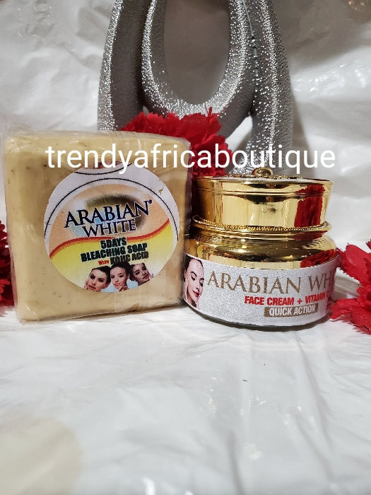 3 In 1 high quality Arabian white face cream + arabian 5 days bleaching soap. Quick action