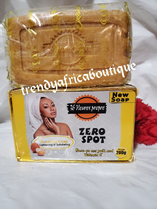 36 heures propre, zero tache whitening + exfoliating & exfoliating face and body soap Formulated with egg yolk and vitamins 200g