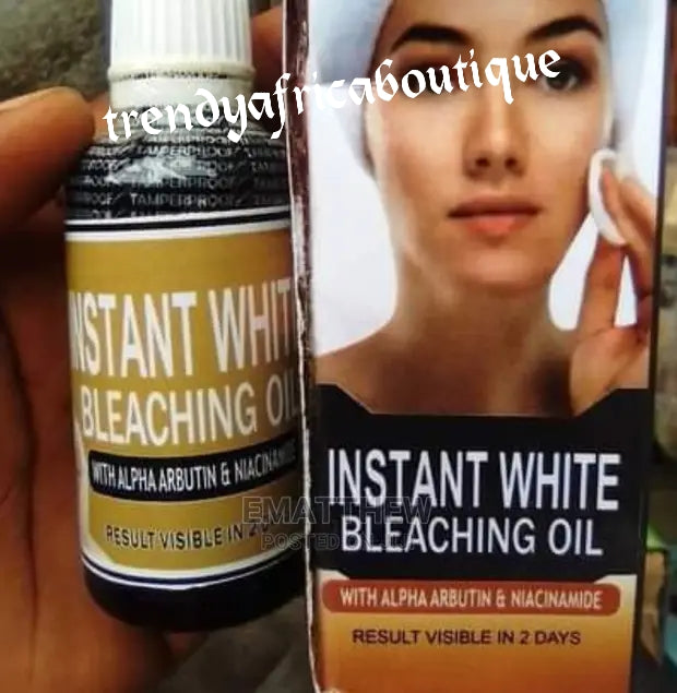 BACK IN STOCK!!! Instant white bleaching serum/oil. 50ml x 1 removes dark spots & patches, anti ageing formula. Mix into lotion. Formulated with arbutin + Niacinamide