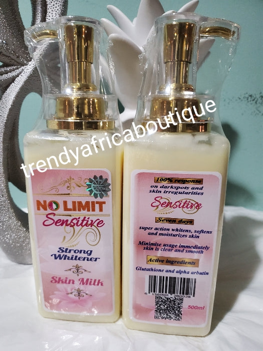 8pc Luxery set: NO LIMIT Strong whitener body lotion for sensitive skin body milk,, serum, black soap, face cream, face soap, essential oil, face scrub, body scrub.