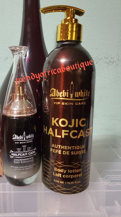 Original Abebi white skin care  kojic half cast whitening body lotion 500ml + serum combo. suitable for all skin type.