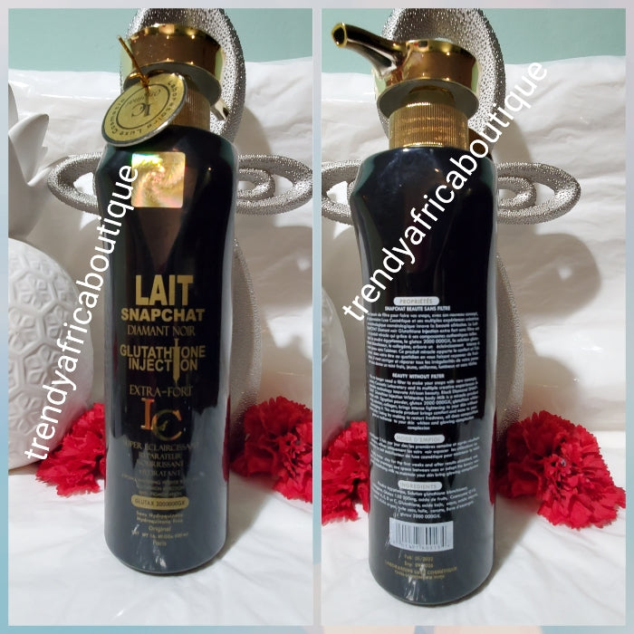 Lait Snapchat Black diamond with glutathione injection body Lotion 500ml. Beauty without filter!!!  Extra Strong whitening intense body milk -repairs, hydrate  and nourishes