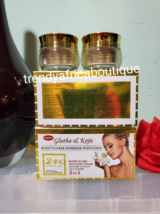 Original gluta & kojic 24k gold whitening face cream with 150000 pro glutathion 2 in 1 for day & night