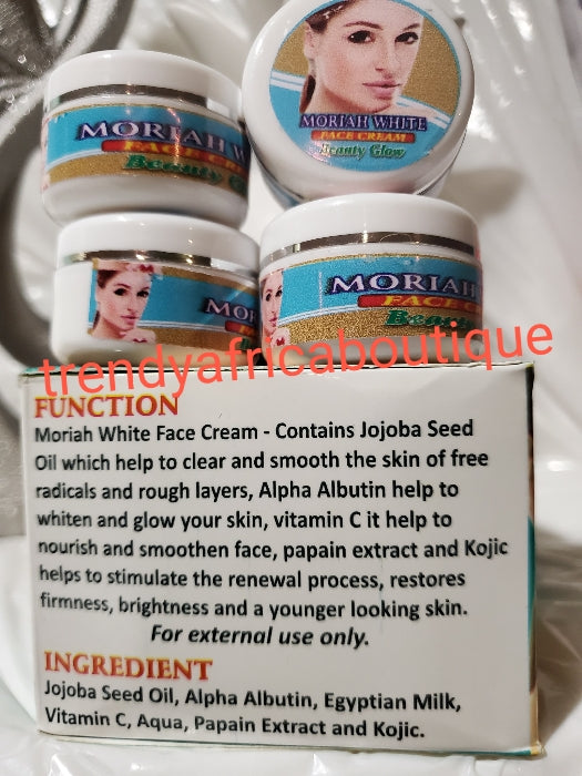 Moriah white face cream beauty glow. 30g jar small but mighty in