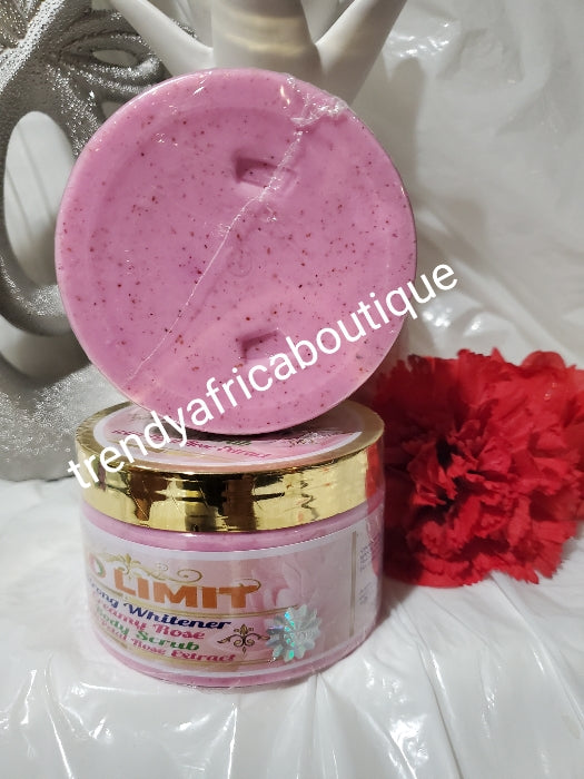 Perfect combo face and body scrub:  No limit strong whitening creamy Rose face & body scrub with Rose petal 300g jar + 1 No limit facial scrub. RICHLY FORMULATED.