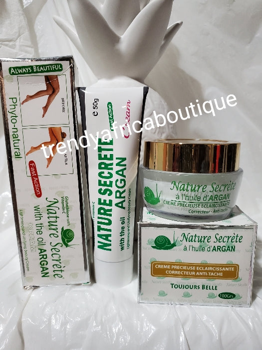 2ps set of Nature secret with argan oil, precious lightening face cream and  DARK spot corrector tube cream (fast action)