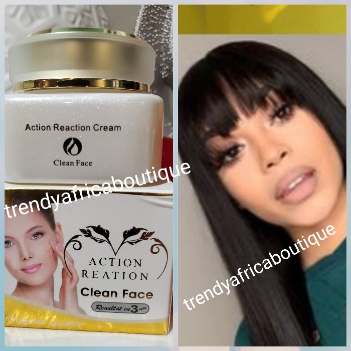 Action Reaction Clean Face in 3 days. Remove sunburn, black spots, pregnancy discolorations and marks etc. Effective face cream in 30g jar.