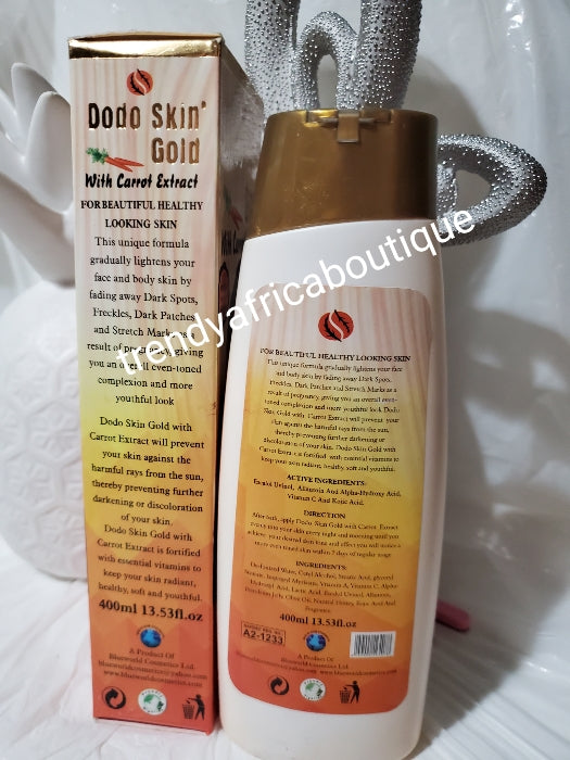 Dodo skin gold with carrot extract 7days white up. Lightening and moisturizing body lotion 400mlx1 big size