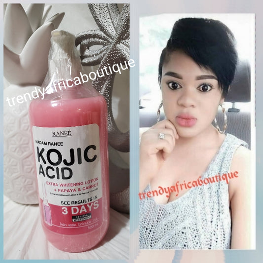 Madam Ranee Kojic Acid Extra Whitening Körperlotion + Papaya und Karotte. ERGEBNISSE IN 3 TAGEN. Starke Aufhellung, 500 ml x 1.