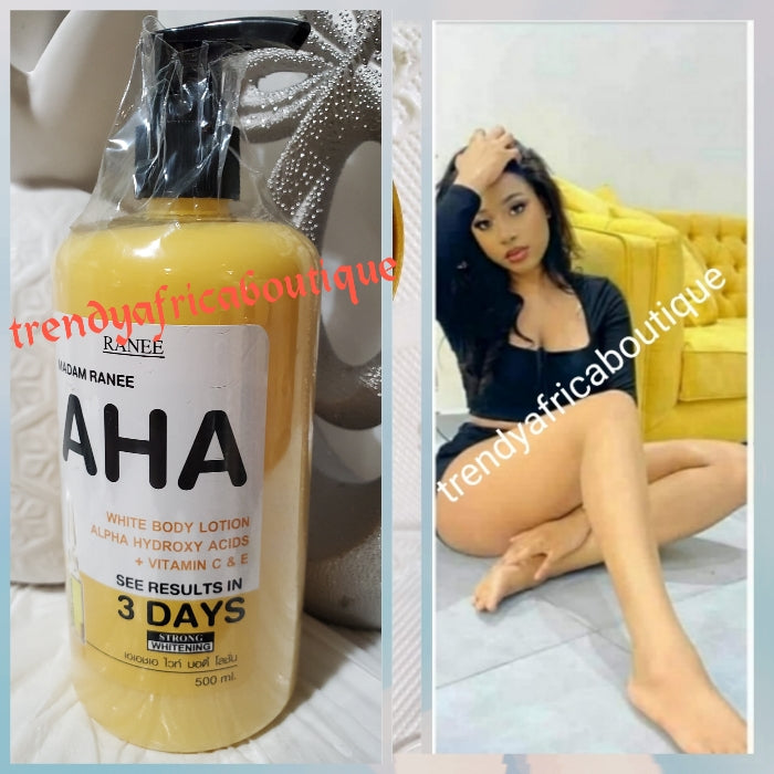 Madam Ranee AHA White strong whitening body lotion with Vitamin C&E, Niacinamide  result in 3 days. 500mlx1