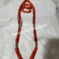 Original Edo Native Bead. Korallenperlen-Halskettenset für traditionelle nigerianische/Edo-Hochzeitsaccessoires für Männer. Korallenkette und 2 Armbänder. Große, klobige Koralle