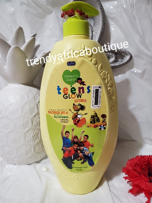 Eden kids glow milky body wash 1000mlx 1.  Formulated with vitamins, shea butter to brighten, rejuvenates & nourish the growing body. Mummy 1st choice.
