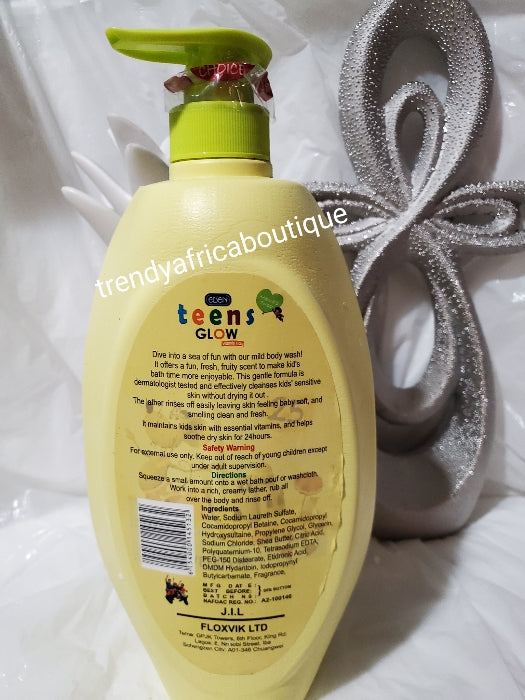 Eden kids glow milky body wash 1000mlx 1.  Formulated with vitamins, shea butter to brighten, rejuvenates & nourish the growing body. Mummy 1st choice.