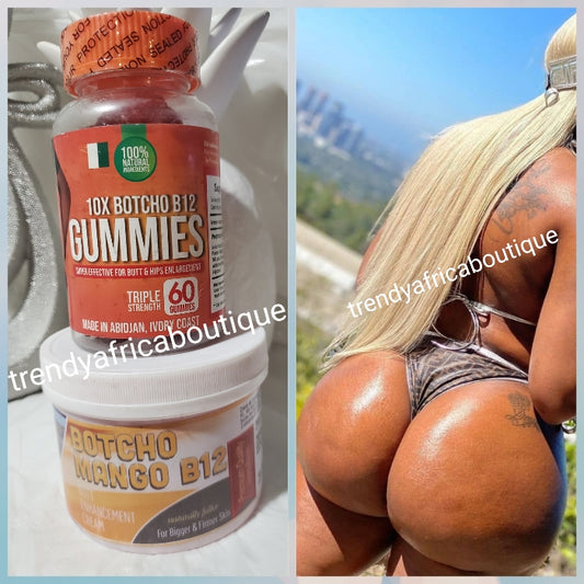 Combo 2 in 1:  10x Botcho B12 Gummies & BUTT cream. Super effective for butt & hips enlargement. Triple Strength, 60 Gummies per bottle! Made from Natural root