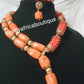 Back in stock EDO Traditional wedding coral beaded-necklace set for celebrant. Come with 2 bracelet and earrings. Sold as a set, price is for the set