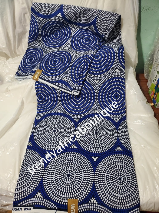 Royal blue/whitr quantity veritable print. 100% African Cotton Ankara wax print fabric. Sold per 6yds whole pices & price is for 6yds soft and beautiful.