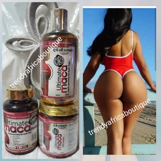 BACK IN STOCK!! 3pcs combo sale:  Ultimate Maca Pills Plus 7500MG.120 pills in bottle, c4 cream 250ml, and  serum/oil 300ml. Maximum strength butts & Hips enlargement. 💯 satisfaction!!!