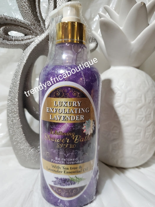 Evob Luxery Exfoliating Lavenda whitening shower gel. 500mlx1. Formulated with lavender essential oils and tea tree