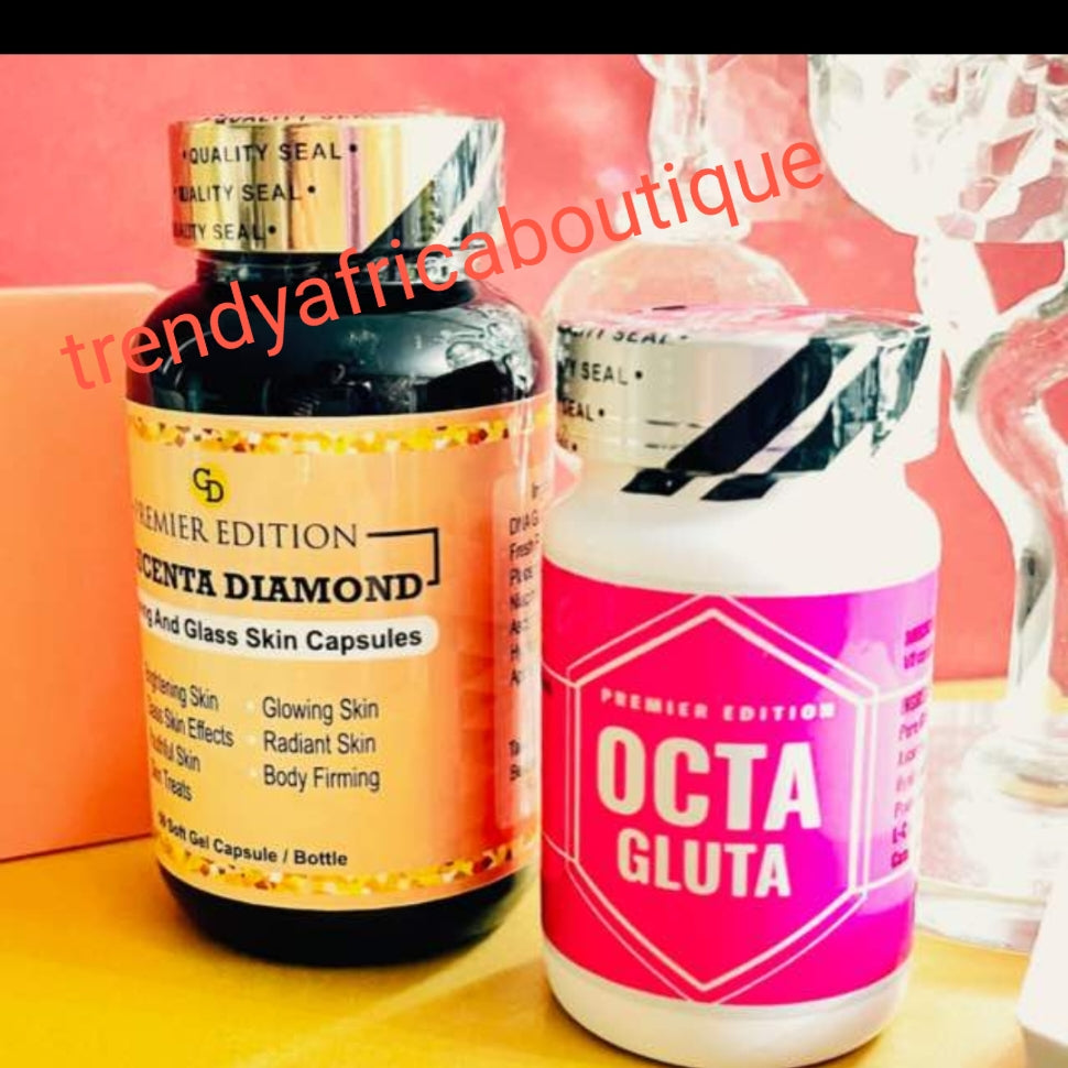 Combo:  GLUCENTA DIAMOND + OCTA GLUTA whitening supplements. Skin Whitening, glowing and brightening duo. 50 capsules in each bottle.