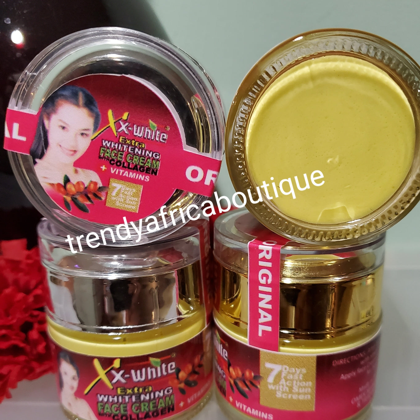 X 1 Jar XX-white extra whitening face cream with collagen + vitamins. 7 days fast action 50gx1