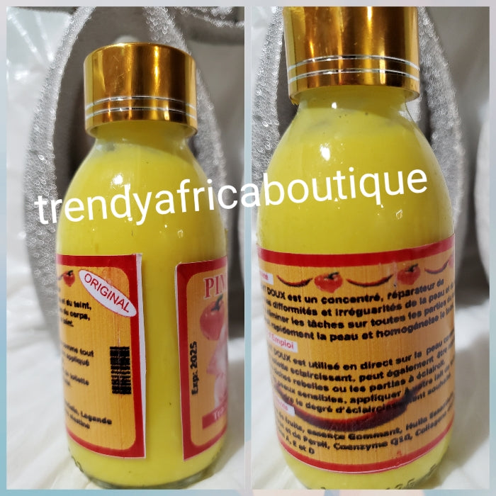 X 1 bottle sale: ORIGINAL PIMENT DOOX 7 jours super ecclaircissant. Treatment and skin lightening with fruit acid. Apply directly or  Mix into body lotion or cream 100mlx 1