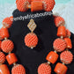 New arrival 2 role coral choker beaded necklace set with nice, beautiful droping. Coral-necklace set includes earrings and bracelets.  Nigerian Bridal necklace.