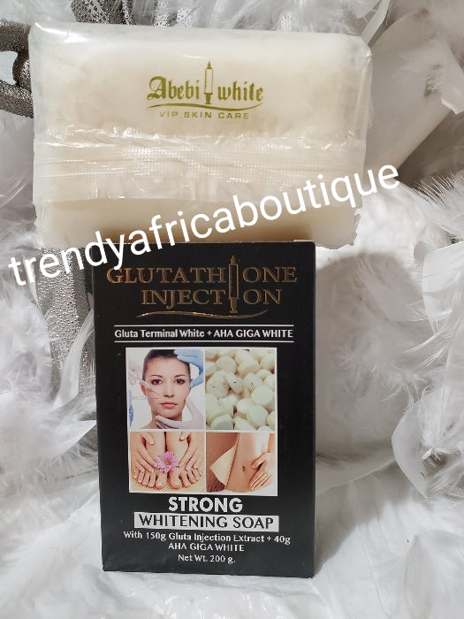 Abebi White Glutathion-Injektion, stark aufhellendes Peeling für Gesicht und Körper mit AHA und weißer Gigi-Seife, 200 g x 1 Seife. 💯 Zufriedenheit