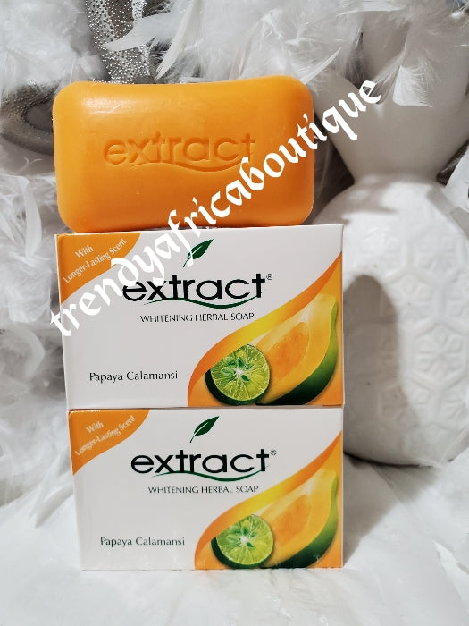 1 bar soap. 100% Original Extract whitening herbal soap with papaya Calamansi. Super glowing/clears pimples and sun burn. For mild to sensitive skin.