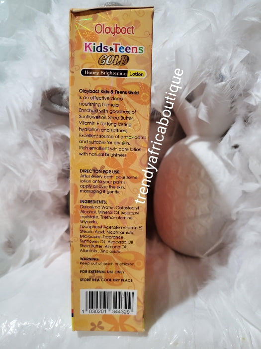 New Olaybact kids&Teens Gold Honey brightening body lotion for ages 3yrs and up400mlx1. With Sun flower oil, coconut oil