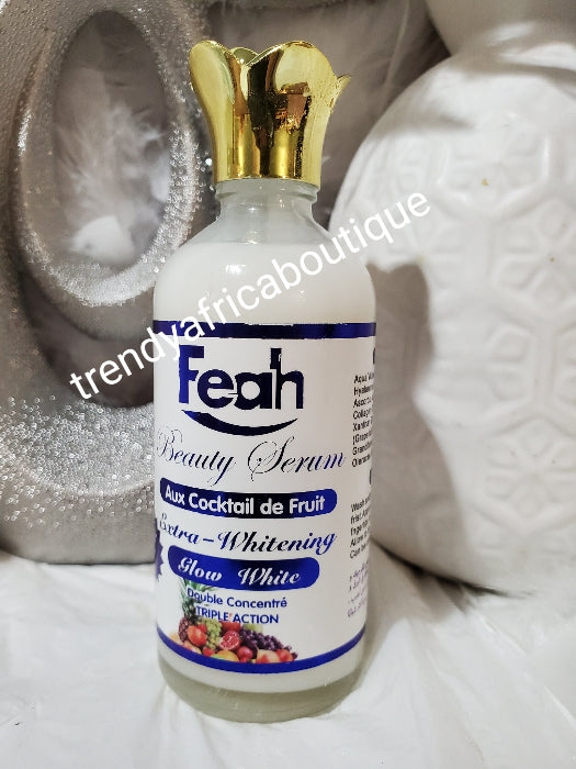 Feah beauty serum. Extra whitening glow white for Face and Body. With collagen, kojic, vit. C. Apply directly or Mix into cream & body lotion 100mlx1