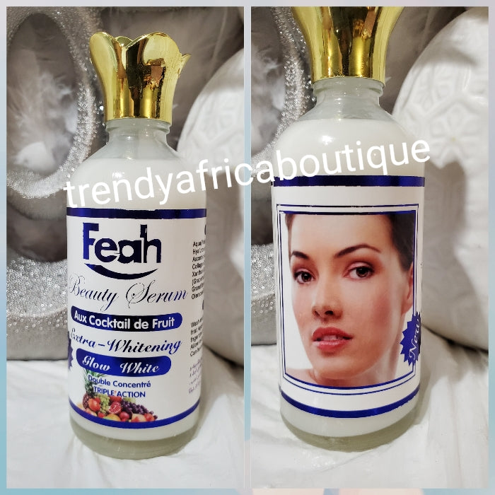 Feah beauty serum. Extra whitening glow white for Face and Body. With collagen, kojic, vit. C. Apply directly or Mix into cream & body lotion 100mlx1