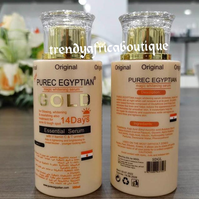 NEW ORIGINAL Purec Egyptian magic Whitening body lotion and ORGANIC FORMULAR serum/oil. With Tumeric, AHA, KOJIC etc.100ml× 1 bottle. formulated to evenly lighten, remove discolorations