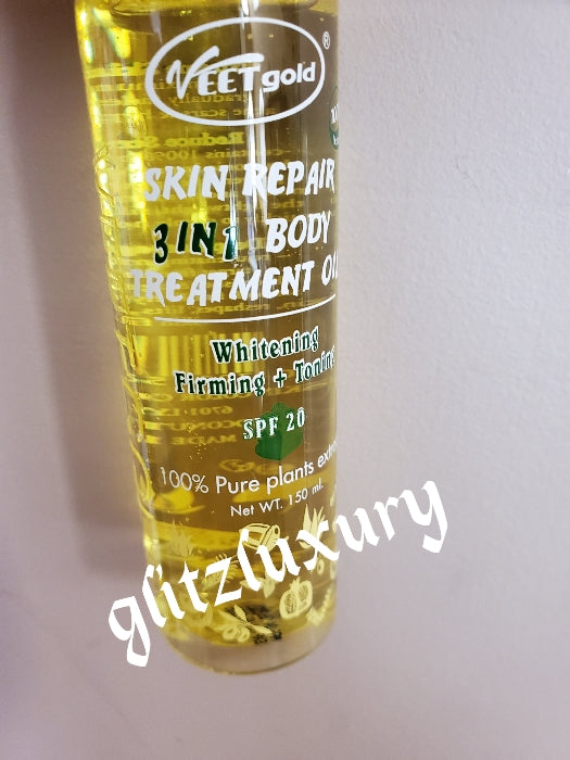 Veet gold 3 in 1 face & body treatment serum/oil and veet gold whitening body scrub 500g jar
