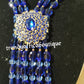 3 rows bold Royal blue glass beaded-necklace set. Earrings, 2 bracelets and multi drop necklace. Sold as a set. Bridal wedding accessories royal blue /gold accessories