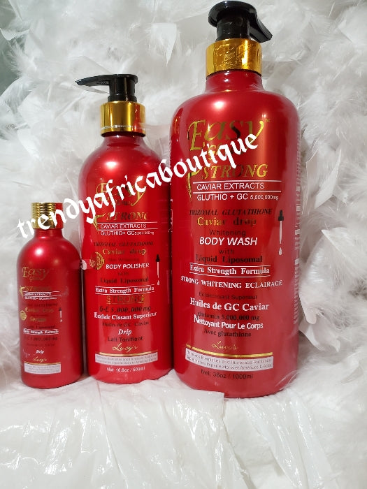 3 n1 Easy Glow Strong Caviar extracts body lotion, serum & body wash combo, strong whitening & body polisher set.extra strenght formula.