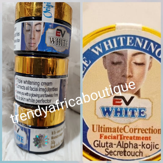 EV WHITE dreifach aufhellende Gesichtscreme, ultimative Gesichtskorrektur. GLUTA-ALPHA-KOJIC 50GX1. NICHT FÜR EMPFINDLICHE HAUT