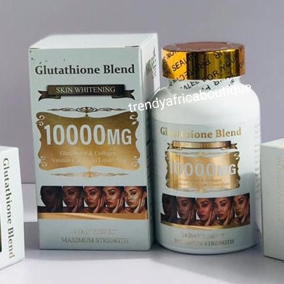 Glutathion Blend skin whitening supplements 10,000mg. Glutathion & Collagen, vit. C. 14days results. 60 per bottle. Nature's Cure 💯 satisfaction
