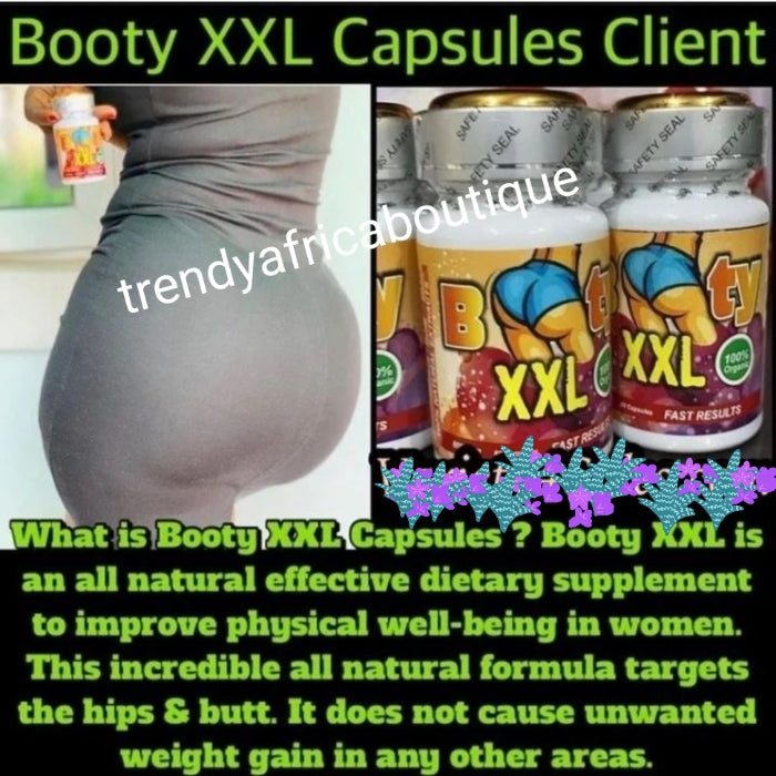 Booty XXL PLUS 💯 organic natural extracts. Bigger butt & hip. Maca & funegreek extracts. 60mgx 1 bottle. ORIGINAL supplements.