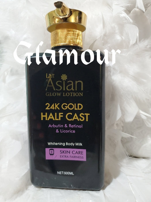 Lait Asian Glow body lotion 24k halfcast with albutin, egyptian oil,, retinol & licorice 500ml. Extra fairness lotion spf50. 💯 satisfaction