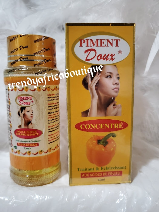 2 in 1 set: Piment doux lightening serum/oil. effectively clears hyperpigmentations areas like knuckles, knees etc 60ml per bottle each. Serum + oil