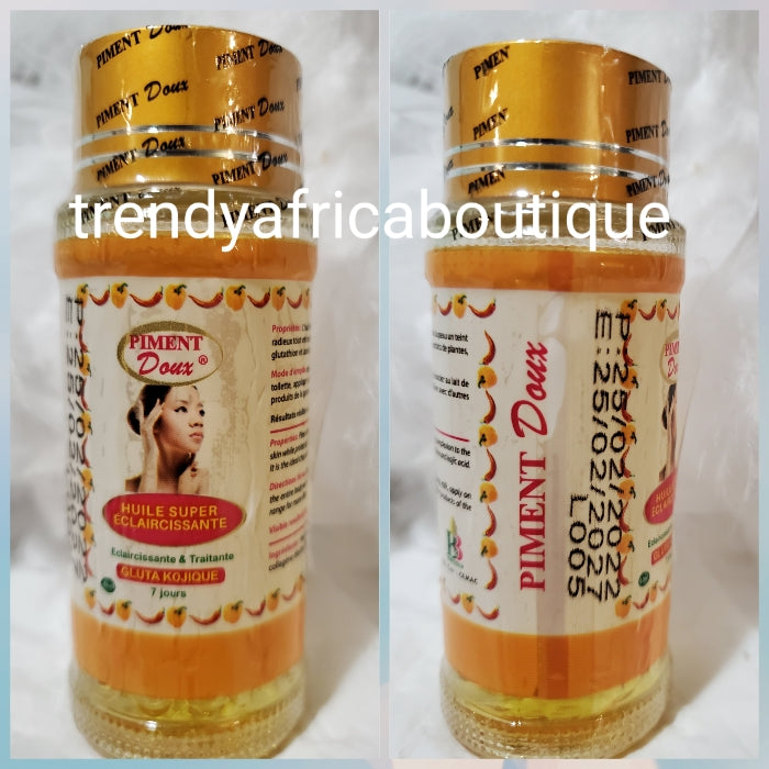 Piment doux lightening and treatment oil. Glutathion + Kodjic. 7 days action. 60mlx1. Can be Mix into body lotion