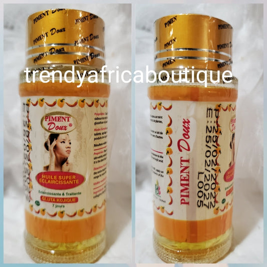Piment doux lightening and treatment oil. Glutathion + Kodjic. 7 days action. 60mlx1. Can be Mix into body lotion
