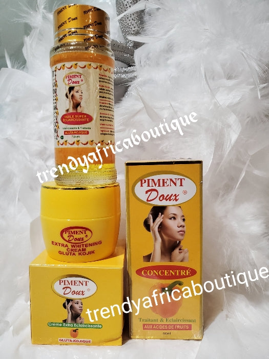 3pcs set:Piment doux lightening serum, face cream and lightening oil. 💯 satisfaction products.