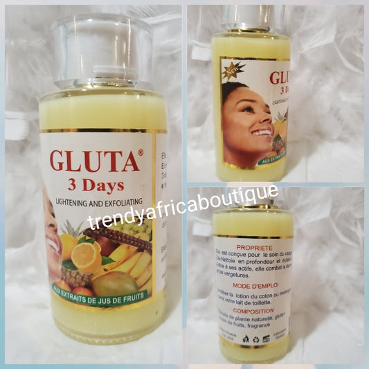 GLUTA 3 DAYS SUPER LIGHTENING & exfoliating serum with friut acids For all skin type. Add into body lotion use directly 👌👌