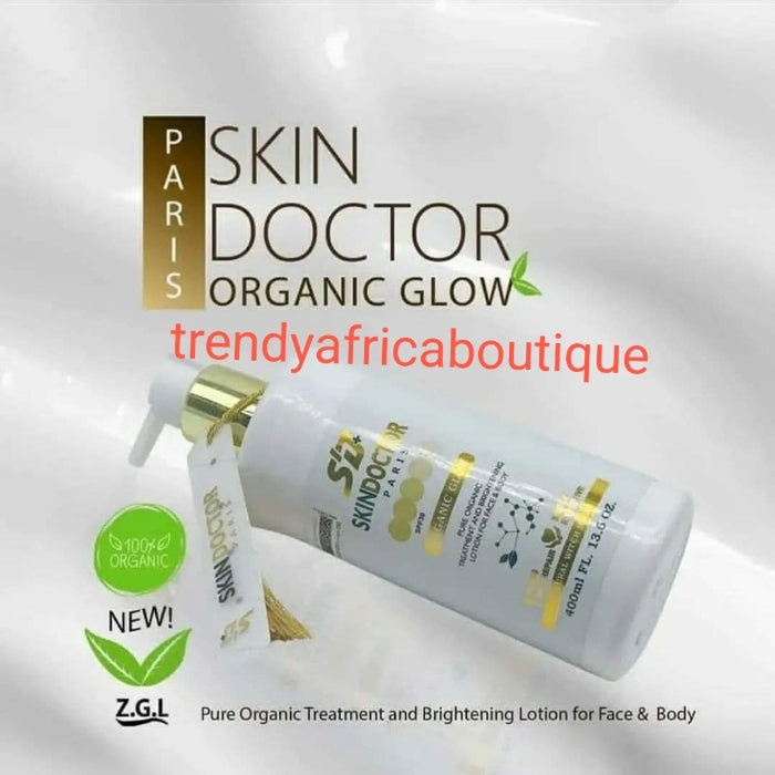 Original Skin Doctor organic glow lightening and brightening face & body lotion 400ml x 1 bottle sale. For all skin color and types. Formulated with all naturalal ingredients