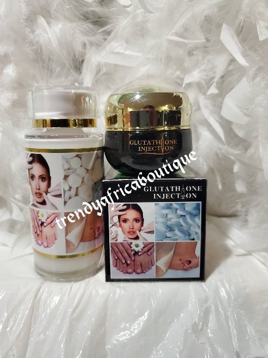 3pcs set of Glutathion terminal white face & body lotion, serum 120ml and face cream  bottles. 💯  satisfaction