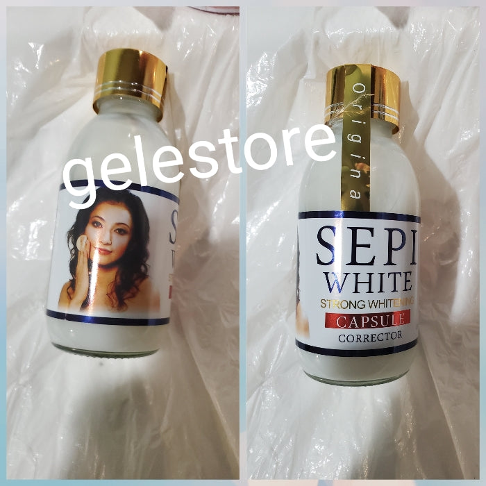 4pcs set SEPI WHITE STRONG Whitening Corrector body lotion, face cream, soap &  sepi concentrated serum. Dark spot corrector serum Super effective