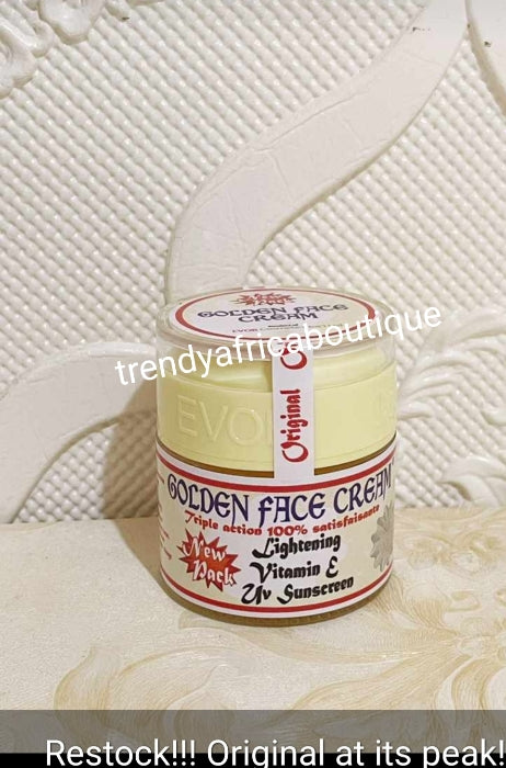 3 in 1 Original Golden face triple action whitening face cream, lightening golden face cleanser + face soap. Fades dark spot, acne, pimples,  dark under eye from the face. For all skin type. Use day and night. Beware of FAKE!!!.