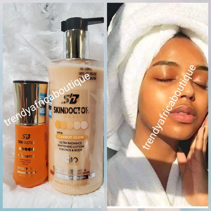 Skin Doctor Carrot Glow body lotion and serum, intense whitening effec ...